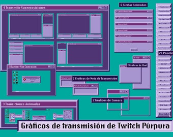 Gráficos de Transmisión de Twitch Púrpura // Morado // Alertas Animadas // Paneles