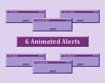 ANIMATED Retro Vaporwave Stream Alerts / Purple / Twitch Alerts