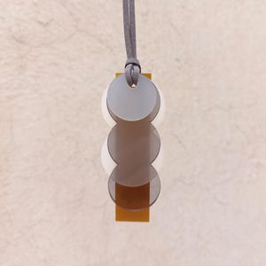 Geometric Acrylic Necklace: Modern Neutral Colors, Suede Cord
