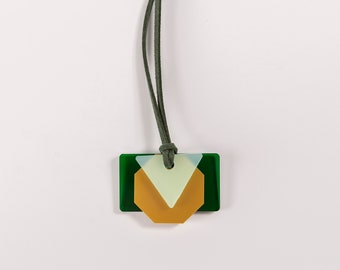 Geometric acrylic necklace with a small pendant