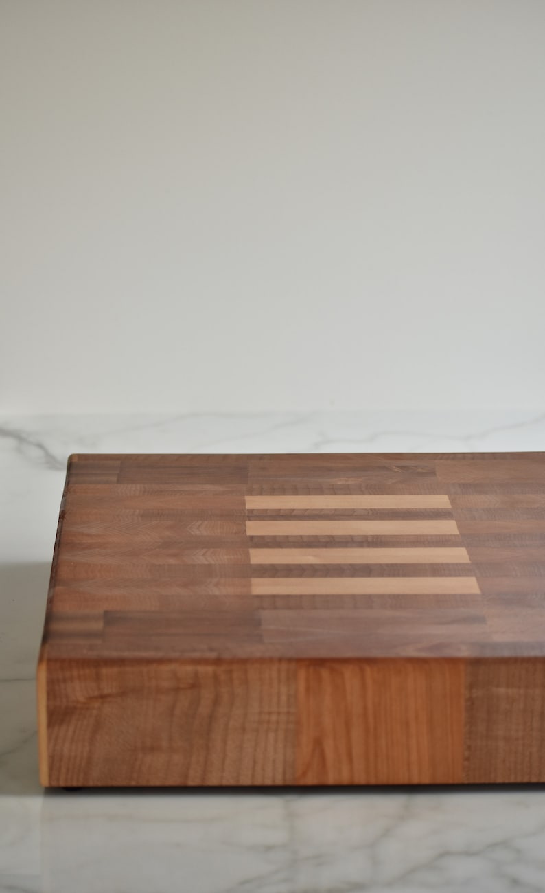 Extra Large Handmade in Canada Cherry and Maple and Birch End Grain Cutting Board image 2