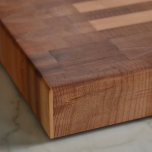 Extra Large Handmade in Canada Cherry and Maple and Birch End Grain Cutting Board image 3