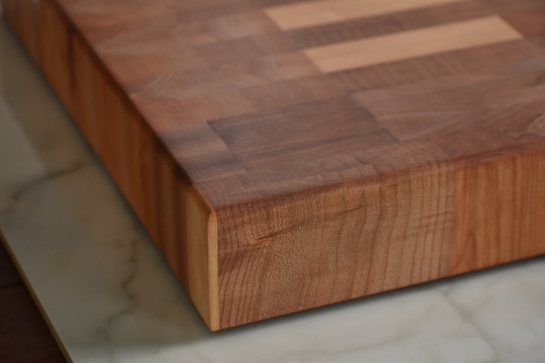 Extra Large Handmade in Canada Cherry and Maple and Birch End Grain Cutting Board image 3