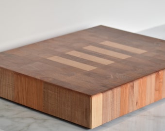 Extra Large Handmade in Canada Cherry and Maple and Birch End Grain Cutting Board