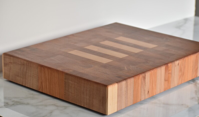 Extra Large Handmade in Canada Cherry and Maple and Birch End Grain Cutting Board image 1