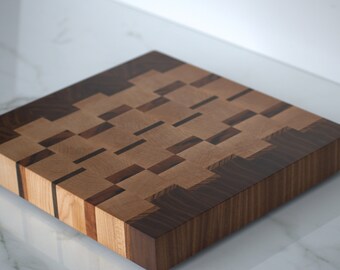 Handmade in Canada Walnut Zebrawood Maple Tigerwood and Wenge End Grain Cutting Board