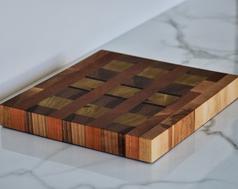 Small Handmade in Canada Walnut Wenge Black Limba Cherry and Maple End Grain Cutting Board