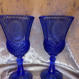 Fostoria Martha Washington Bicentennial Cobalt  Goblets