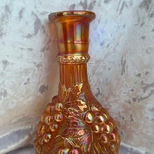 Imperial Grape orange Carnival glass wine decanter