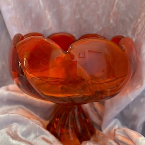 Vintage Viking glass Persimmon  MCM Compote