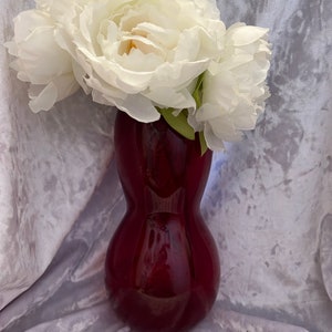 Vintage MCM Double Gourd Ruby Red Vase