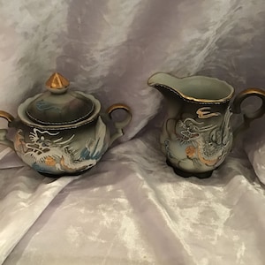 Ucagco Moriage Dragonware Cream and Sugar