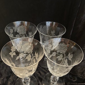 Heisey Waverly Rose Fine crystal Water/Red Wine  Goblets