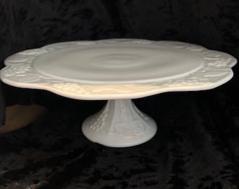 Incredible Indiana MCM  Milk Glass Cake Stand