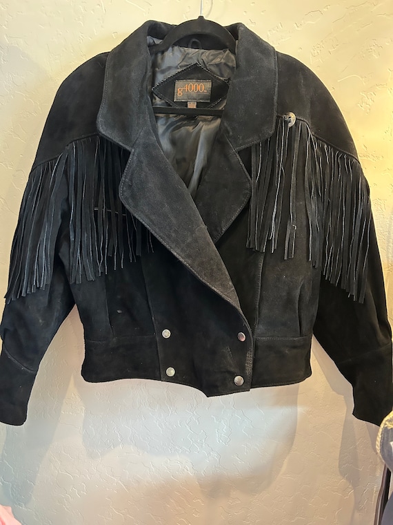 Vintage G4000 Western Black suede jacket with frin