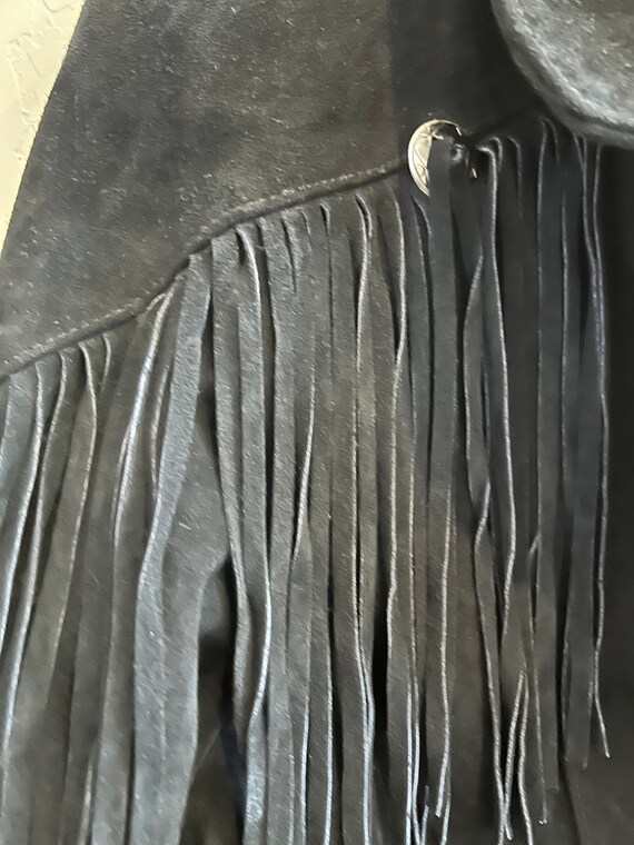 1990's rare G4000 Black Suede Leather Fringed Jacket by G4000
