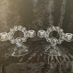 Imperial Candlewick, MCM  Glass Double Candlesticks