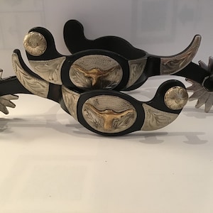 Western SPURS with silver accents and steer!
