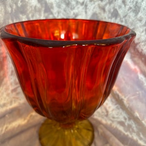 Vintage MCM LE Smith Amberina Candy Dish