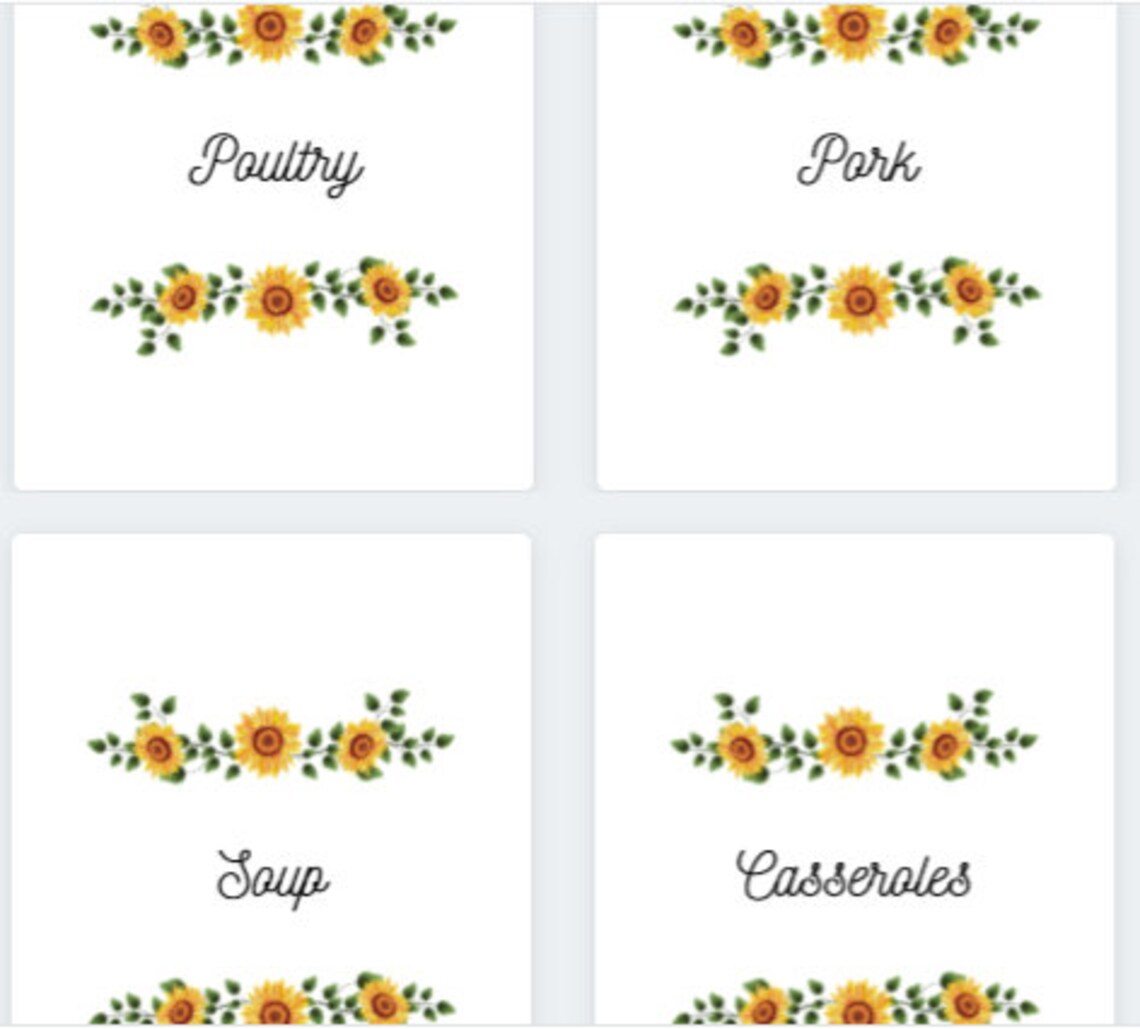 Sunflower Recipe Book Template With Dividers Etsy