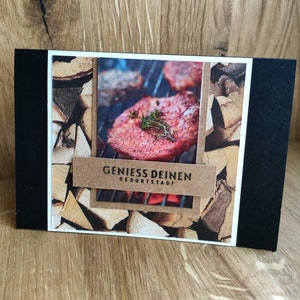 Grußkarte Grill "Genieß deinen Geburtstag" handgemacht