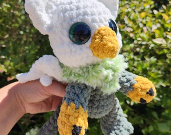 White & Green Crochet Baby Griffin Stuffy