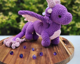 Handmade Purple Dragon Crochet Stuffed Animal