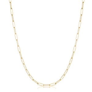 Gold Plated Linked Mid Size Paperclip Chain Necklace, Gold Collar Chain Minimal Necklace, Modern Statement Necklace, Delicate Cubic Necklace