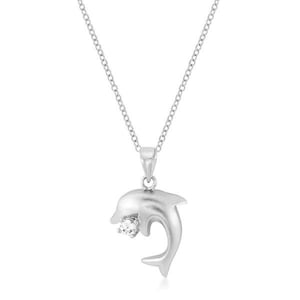 Dolphin Figurine Necklace, Sea Life Necklace, Dolphin Pendant Necklace, Silver Chain Necklace, Silver Dolphin Necklace
