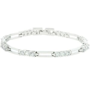 Cubic Zirconia Bracelet, Triplet Cubic Zirconia Tennis Bracelet, Delicate Elegant Link Bracelet, Aesthetic Women Bracelet