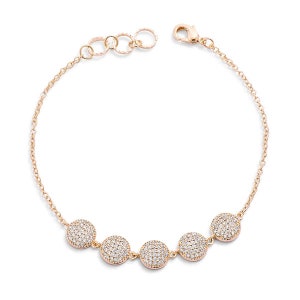 Cz Pave Disc Bracelet, 0.8ct CZ Goldtone Pave Disc Bracelet, Adjustable Chain Bracelet, Delicate Aesthetic Bracelet