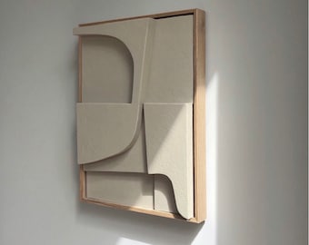 02 - Sculptural Wall Art - Plaster Painting - Texture 3D Wall Art - Abstract Sculptural Painting - Wood Wall Sculpture - Minimal Wall Art