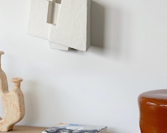 Large wall sculpture - Dimensional plaster art - Wall objects - Abstract minimal sculpture - 05