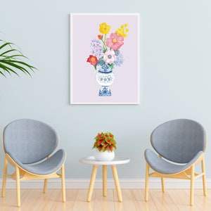 Ingwer Glas Blumenstrauß Aquarell - Digital Art Print Poster - Sommer Aquarell Blume druckbare Kunst - Florales Dekor sofortiger Download
