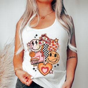 Basketball Tank, Basketball Mom, Smiley Face Tank Top, Womens Tank Tops Graphic, Sports Team Tank