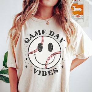 Baseball Game Day Shirt, Baseball Mom, Comfort Colors Baseball Tshirt, Sports Mom Tshirt, Smiley Ball Shirt, Baseball Shirts For Women