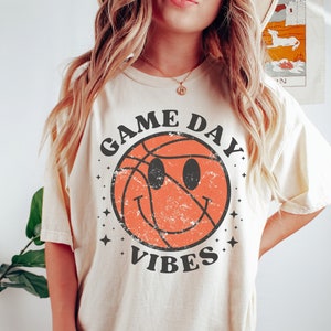 Gameday Basketball Shirt, Basketball Mom, Comfort Colors Tshirt, Sports Mom, Basketball Shirts for Women, Smiley, Basketball Game Day Tshirt