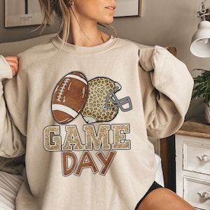 Football Game Day Sweatshirt, Football Mom, Football Sweatshirt, Leopard Football, Football Sweatshirts For Women, Football Girlfriend, Gift