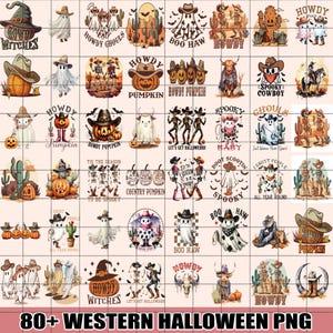 80+ File Western Halloween Bundle, Halloween png, Halloween Sublimation Designs, Howdy Pumpkin png, Boo Haw png, Western Sublimation Designs
