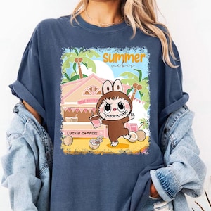 Funny Summer Vibes Labubu Funny Summer Vacation Tank Top Png,  Labubu Cute Png, Labubu The Monsters Meme Png, Labubu Characters Designs png