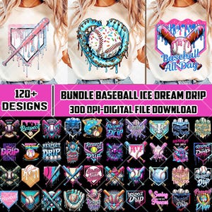 120+ Design Baseball Ice Cream Drip PNG Bundle, Waffle Home Plate Png Digital File, Baseball Player Drip Png, Baseball Life, Sprinkle Drip
