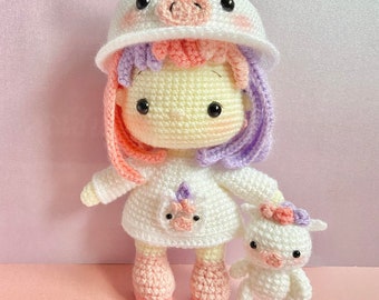 Crochet very cute Unicorn Girl, Crochet girl, Crochet doll, Amigurumi, Crochet gift