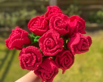 Handmade Crochet Rose Bouquet, Everlasting Love Gift