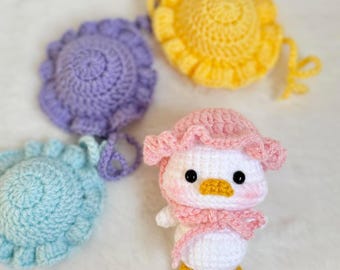 Crochet Duck with Summer Hat, Handmade Amigurumi