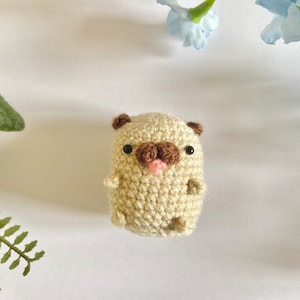 Crochet potato Pug, Crochet pug, Crochet dog, Crochet Animal, Amigurumi, Cute Keychain, Cute Gift