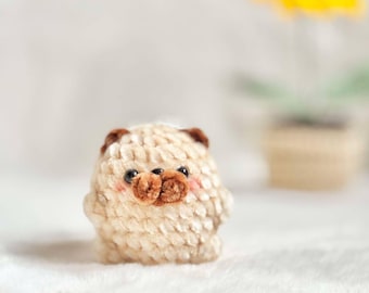 Crochet Pug Plush Keychain, Pug Keychain, Amigurumi Pug, Plushie Pug, Cute Gift