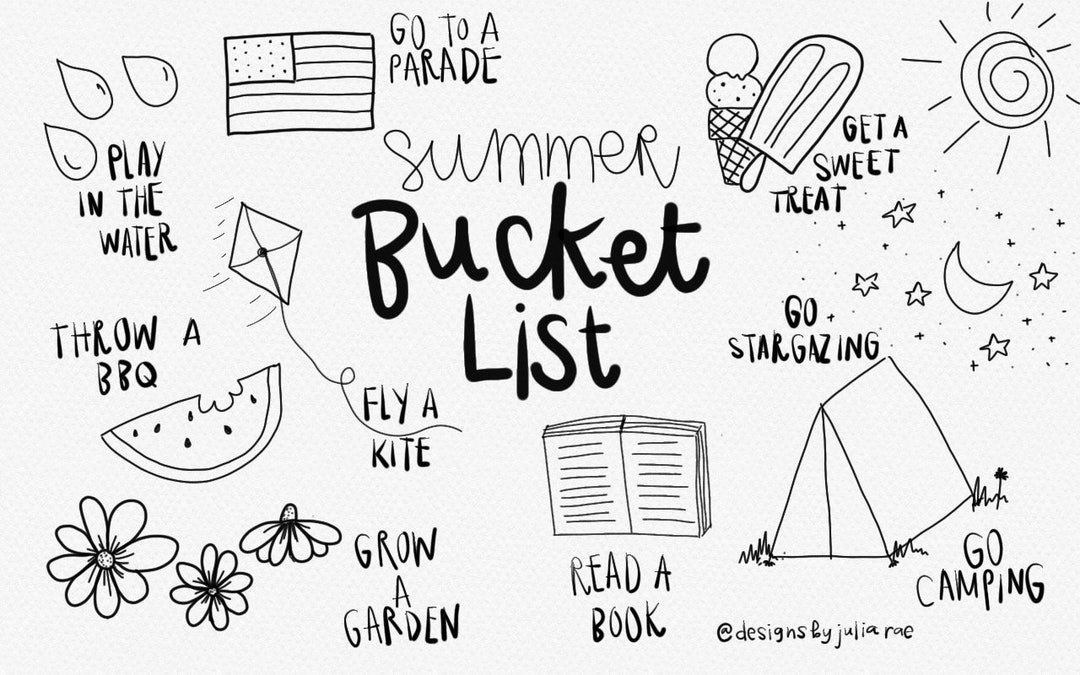 Summer Bucket List Coloring Page Etsy