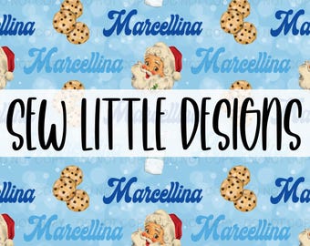 Name File - Blue Retro Santa & Cookies - Digital Download
