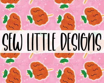 Hand Drawn - Chicken on a Stick - Seamless - Digital Download