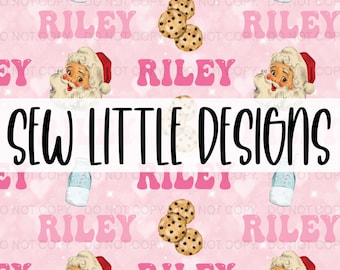 Name - Pink Santa & Cookies - Digital Download
